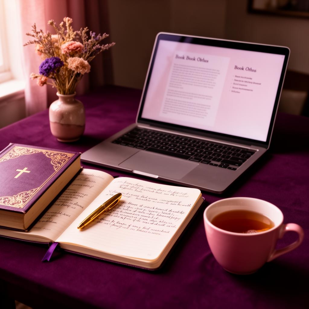 Elegant workspace with book strategy materials